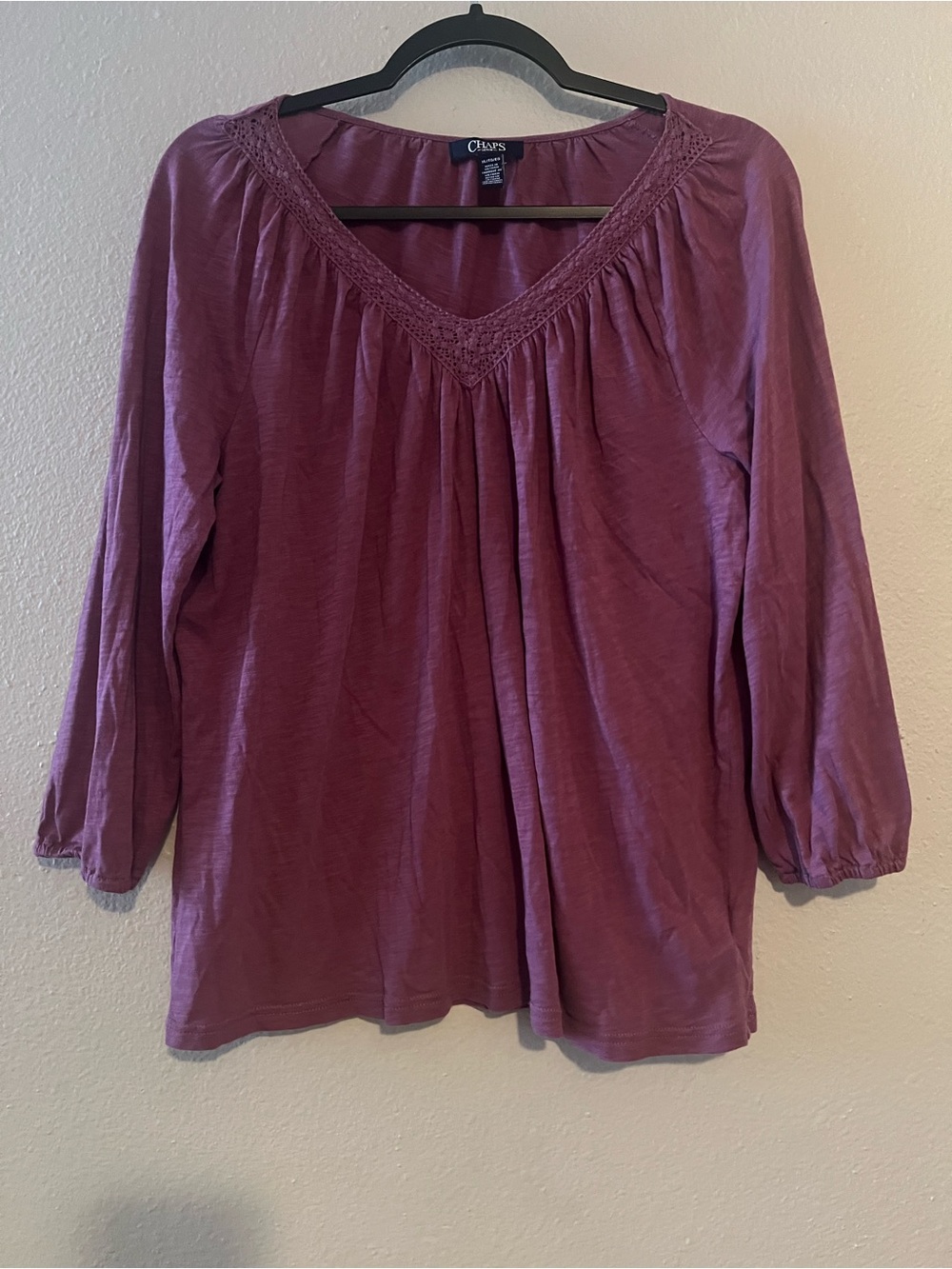 Chaps Womens Blouse XL Pullover Purple Ralph Lauren